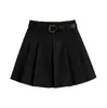 Falda Corta Plisada de Gamuza Vintage Feiyuan para Mujer, Nueva Falda Versátil de Línea A Adelgazante de Cintura Alta para Mujeres Menudas