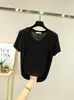 Camiseta Básica de Modal con Cuello en V 2025 Nueva Camiseta de Manga Corta para Mujer, Estilo Delgado de Verano, Top de Algodón Adelgazante