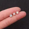 Joia para Piercing de Aço Inoxidável Haste Fina 0.8*6mm Brincos de Zircônia Unhas de Osso da Orelha Florais para Mulheres Brincos Quentes de Venda Transfronteiriça