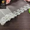 Encaje de malla de hilo plateado, bordado de encaje, código de barras soluble en agua, malla de seda de poliéster de 7 cm, accesorios de ropa para niños Lolita