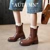 Botas Cortas de Estilo Similar a las de Zhao Lusi, Cuero Lavado de Primera Capa de Alta Calidad, Piel de Vaca Completamente de Primera Capa, Tacón Grueso, Adelgazantes, Tallas Grandes