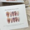 [Foto Real Original] Puro Hand-Wearing Unha Patch Unha Falsa no Verão Branco Degradê Azul Brilhante Fino Diamante Quebrado