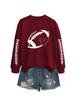 Outono e Inverno Europeu e Americano Novo Gola Redonda Braço Esquerdo e Direito Estampado Manga Longa Rugby Amor Personalidade da Moda Blusa Tendência para Mulheres