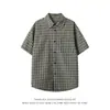 Camisa de Manga Corta a Cuadros Estilo Japonés Nueva para Hombre Verano 2026, Moderna y Versátil