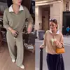 DestacadoYuran 26 Nueva Colección de Principios de Otoño: Conjunto de Sudadera y Pantalón de Chándal Casual Relajado de Corte Amplio Artístico Vintage