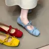 Zapatos Mary Jane Retro Franceses de Verano para Mujer con Tacón Oculto, Boca Baja, Moño y Estilo Suave