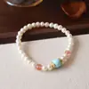 Pulseira de Pérolas Naturais para Mulheres, Pulseira de Pérolas Reais de Água Doce, Pulseira de Cristal para Meninas, De Alta Qualidade, Delicada, Simples e Versátil