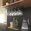 Estante para copas de vino debajo del gabinete colgador de almacenamiento de vidrio organizador colgante de metal Barra cocina 4 filas Negro