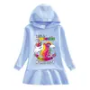 Otoño Comercio Exterior niña suéter con capucha vestido de punto caricatura bebé invierno algodón hoja de loto falda de unicornio
