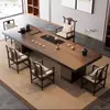 Nuevo Estilo Chino Mesa de Centro de Madera Maciza Sala de Estar Oficina Recepción Reunión Mesa de Té de Gama Alta Mesa y Sillas Integradas para Preparar y Beber Té
