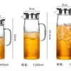 Bule para Infusão de Chá, Tampa de Aço Inoxidável, Chaleira de Água Fria, Jarra de Vidro para Água Fria, Copo de Água, Gadget para Chá Cold Brew, Extração a Frio