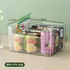 Caja de almacenamiento para snacks dentro del gabinete Caja de acabado de gabinete escritorio sala de estar mesa de café cesta de almacenamiento artículos varios con tapa transparente