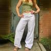 Pantalones anchos a rayas para mujer de Amazon, pantalones casuales de calle, sueltos, de cintura alta, 2024