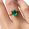 Sanjie Ins Celebridad de Internet Explosión Simple Anillo de Diamante de Simulación de Esmeralda con Incrustaciones Moda Combinable Joyería de Diamante Dorado
