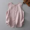 Nuevo Chal Reversible de Algodón y Lino Estilo Vintage 2025 para Mujer, Top sin Mangas Holgado Casual Versátil a la Moda