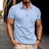 Modelo Transfronteiriço Novo de 2026, Popular na Europa e América, Camisa Polo Casual de Botão Manga Curta Masculina Versátil Impressa em 3D