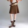 Falda de gamuza de línea A de moda para mujer, nueva colección otoño/invierno 2026, de cintura alta, estilizada, corta, a la moda y juvenil