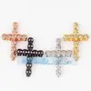 Accesorios para pulseras de joyería DIY mitad plata 925 microincrustaciones calavera cruz cuentas espaciadoras agujero vertical agujero central