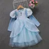 Vestido Lolita Princesa para Meninas 2026 Outono Novo Vestido Infantil Elsa Frozen Vestido de Aniversário