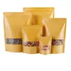 Bolsas Kraft con Ventana Escarchada, Auto-Soportables, con Cierre Zip para Frutas Secas, Snacks, Alimentos, Té y Envasado de Abejas, en Stock