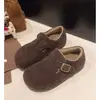 Zapatos Boker de Lana con Tacón Oculto de Papa Pequeña, de un Solo Paso, Forrados de Felpa para Mujer, Zapatos de Algodón Cálidos Grises Peludos 2026 Otoño Invierno