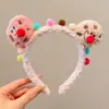 Faixa de Cabelo de Pelúcia Desenho Animado para Mulheres 20256 Nova Outono e Inverno Faixa Fofa para Lavar o Rosto, Presilha de Cabelo Antiderrapante e Segura