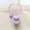 Pingente de Sorvete de Crochê, Charme para Bolsa Tecido com Fio, Enfeite de Sorvete Tricotado, Chaveiro, Acessório Feito à Mão para Chave de Carro