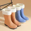 Botas de Lluvia de Media Pantorrilla de Moda para Adultos, Botas de Lluvia para Mujer, Nuevas Resistentes al Desgaste, Impermeables, de Terciopelo, Antideslizantes, Zapatos de Agua, Zapatos de Goma para Cocina