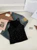 Top de tirantes adornado con pedrería para mujer, Nuevo estilo de verano, Corte ajustado, Camisola brillante con pedrería, Top para capas interiores, Disponible en varios colores para venta al por mayor