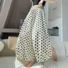 Tiro real pantalones de pierna ancha de algodón puro con lunares color hueso para mujer 2026 verano nuevo holgados casual versátiles pantalones bombachos de nueve puntos