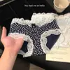 Bragas para Mujer de Estilo Japonés con Adorno Sexy de Encaje Francés, Algodón Puro en la Entrepierna, Cintura Media, Ropa Interior para Mujer, Bragas para Niña