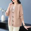 Suéter cárdigan de mamá 2026 Nuevo estilo Chaqueta de punto para mujer de mediana edad con botones de cuerno, Ropa exterior elegante para primavera y otoño