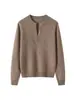 Suéter 100% lana pura para mujer con cuello de tijera, elegante, holgado, casual, estilo perezoso, adecuado como prenda exterior en otoño e invierno