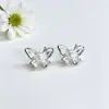 Anillo de Mariposa Imitación Perla con Goteo de Aceite de Cobre de Gama Alta, Collar, Colgante y Aretes de Botón Juego de Tres Piezas para el Uso Diario de Mujeres