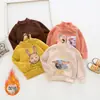 Inverno Infantil Novidades Gola Meia-Alta Moletom Forrado com Lã Estilo Coreano Estampado Roupa Externa Bebê Top Atacado