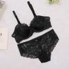 Conjunto de Brasier Europeo y Americano con Aro Sexy Ultradelgado Transparente de Encaje Completo Cómodo Ropa Interior Brasier para Dormir Talla Grande Delgado