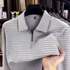 Camisa Polo Rayada de Verano para Hombre Estilo Casual de Negocios Fresca de Moda Estilo Callejero para Hombre