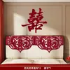 Decoración de Cubierta de Mesita de Noche para Habitación de Boda con Pegatinas de Carácter de Doble Felicidad, Pared de Fondo Hueca de Dragón y Fénix, Suministros de Juego de Decoración para Dormitorio de Boda y Guirnaldas