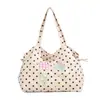 Bolso de hombro casual estilo coreano con cierre de cordón, gran capacidad, adecuado para ir al trabajo y viajar, diseño retro de lunares, bolso tipo tote versátil