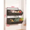 Estante de Almacenamiento para Cocina Cesta de Almacenamiento para Jengibre y Ajo Montado en Pared Sin Taladro Cesta Multifuncional para Verduras Estante Escurridor para Especias