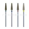 Cabezal de pulido de uñas de diamante cónico de cabeza plana de acero con arena de 4 dientes y vástago de 2,35 mm de diámetro.