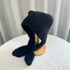 Chapéu de Urso Fofo Estilo Coreano Cachecol de Pelúcia Quente de Inverno para Mulheres Chapéu Tudo-em-um Proteção Auricular à Prova de Frio Rosto Exposto Pequeno Chapéu Lei Feng