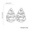 Pendientes de plata con aguja europea y americana y diamantes, pendientes colgantes huecos de gota de agua redonda para mujer, pendientes de lujo ligero de alta gama, accesorios versátiles para la oreja