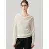 Suéter de cashmere gola canoa estilo francês feminino manga morcego pulôver solto simples cor sólida malha base top