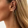 Estilo Cool de Deslocamento Transfronteiriço Europeu e Americano Clipe de Osso da Orelha Sem Perfuração Clipe de Orelha Simples de Bola de Pérola Artificial Joia de Orelha com Franja