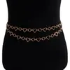 Joia Transfronteiriça Europeia e Americana Personalizada Dupla Camada Metal Vazado Amor Corrente de Cintura Moda Feminina Versátil Decoração de Cinto para Vestido
