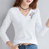 2827 # Camiseta de Algodón 95% de Manga Larga para Mujer (Toma real) (95 Algodón 5 Spandex)