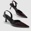 Sandalias de Verano de Moda Francesa para Comercio Exterior Transfronterizo, Cerradas, Simples y Versátiles, con Tacones Finos, Punta Puntiaguda, Correa Única y Elegantes Tacones Altos