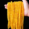 Cuentas de ágata amarilla natural, ensartadas juntas, hebra larga de cuentas sueltas, cuentas redondas, collar, joyería de jade, pulsera DIY, producto semiacabado