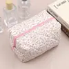 Necessaire floral acolchoada estilo francês, bolsa de higiene pessoal de viagem de algodão fofa de grande capacidade, bolsa floral fofa para skincare